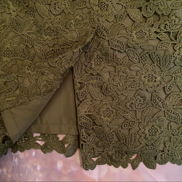 Ann Taylor Green Floral Lace Pencil Skirt Sz 4 - Picture 9 of 10